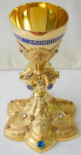 Solid silver gilt antique French Gothic Chalice.